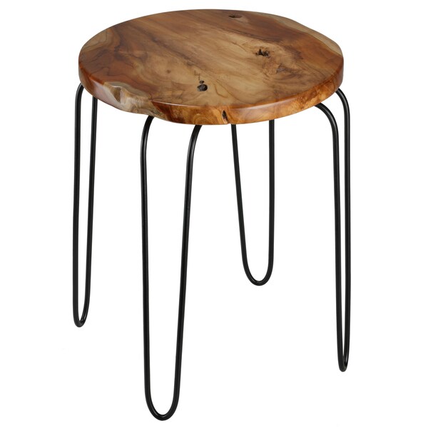 Bare Decor Lacie Round Solid Teak Root-top End Table