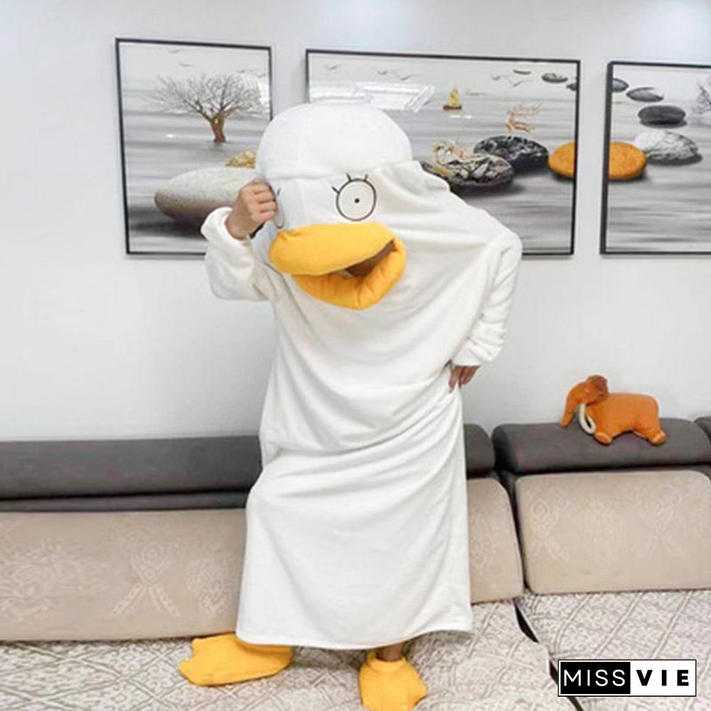 Lovely Duck Hooded Sleep Jumpsuit Pajamas