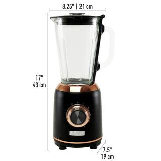 HADEN Heritage 56 oz. 5-Speed Black and Copper Blender with Dual Safety Lock Jug 75038