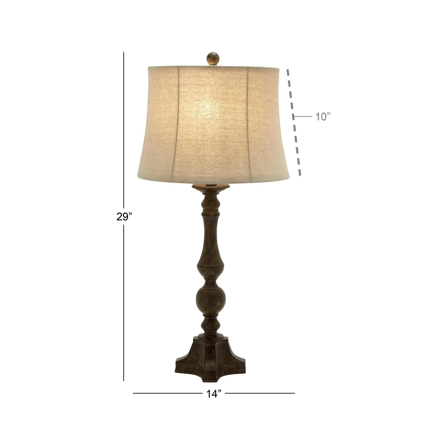 DecMode 30 Brown Table Lamp with Cream Linen Shade (2 Count)