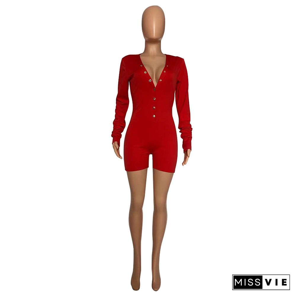 Fashion Solid Color Sexy Jumpsuit