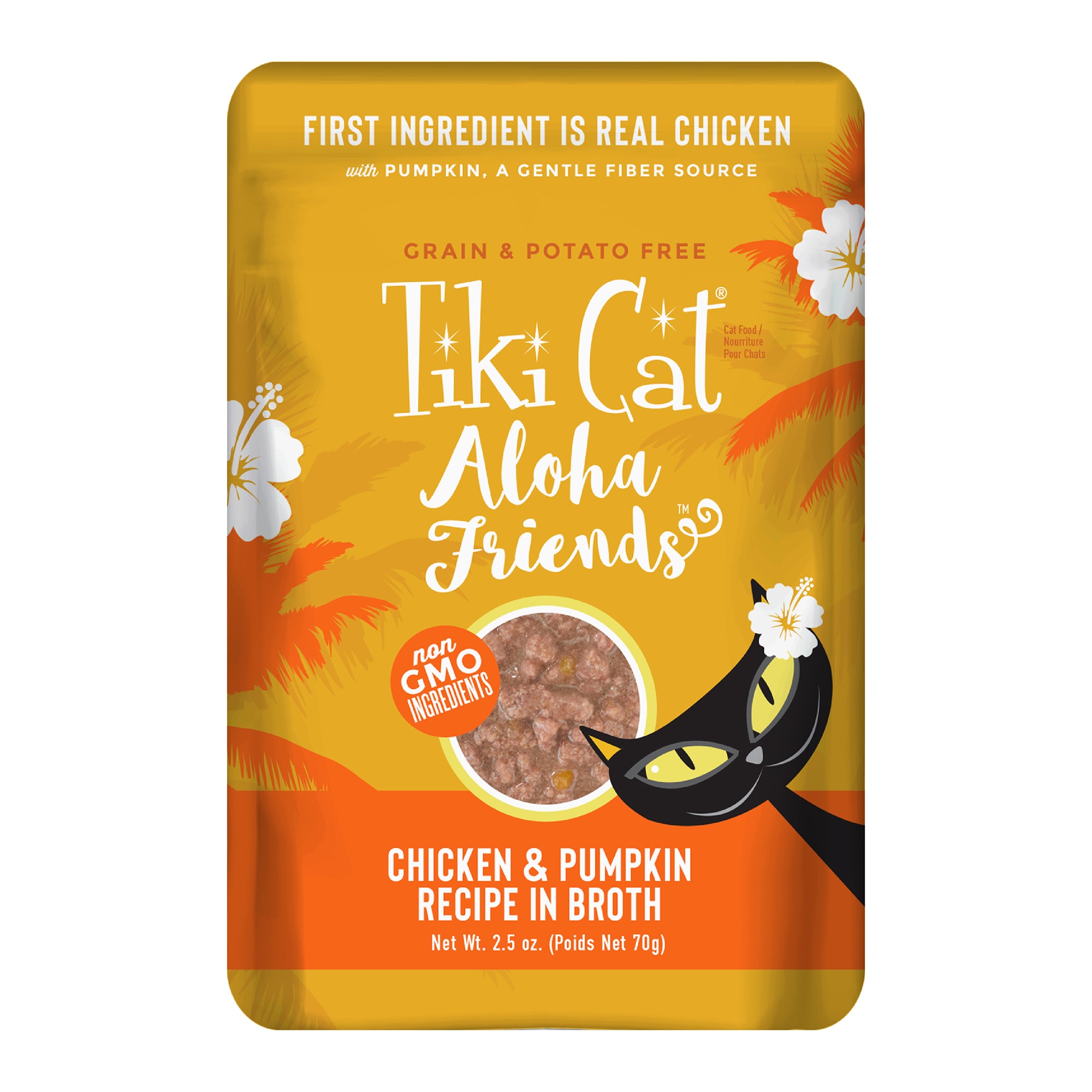 TIKI CAT Aloha Friends Chicken with Pumpkin Wet Cat Food， 2.5 oz.， Case of 12