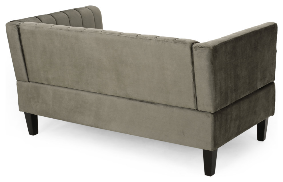 Judson Channel Stitch Velvet Settee   Transitional   Loveseats   by GDFStudio  Houzz