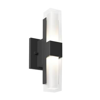 Artika Gemini Black Modern 3 CCT Integrated LED Outdoor Hardwired Garage and Porch Light Lantern Sconce OUT-GEC-MB