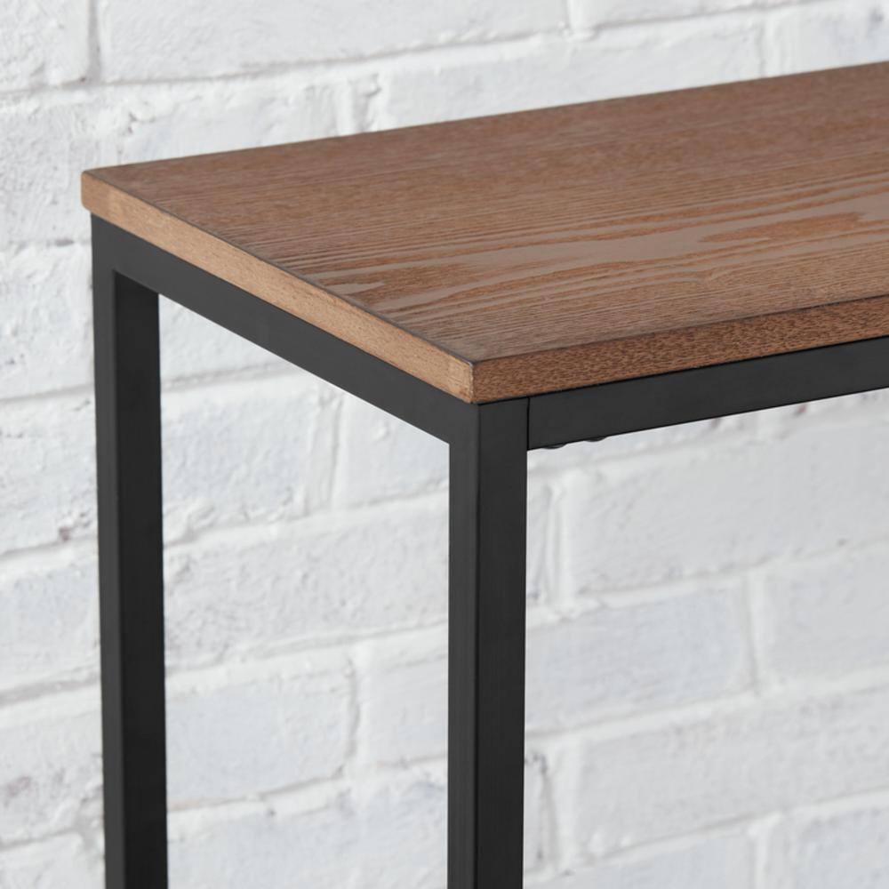 StyleWell Donnelly Black Console Table with Haze Wood Top (48 in. W) CT8008BK