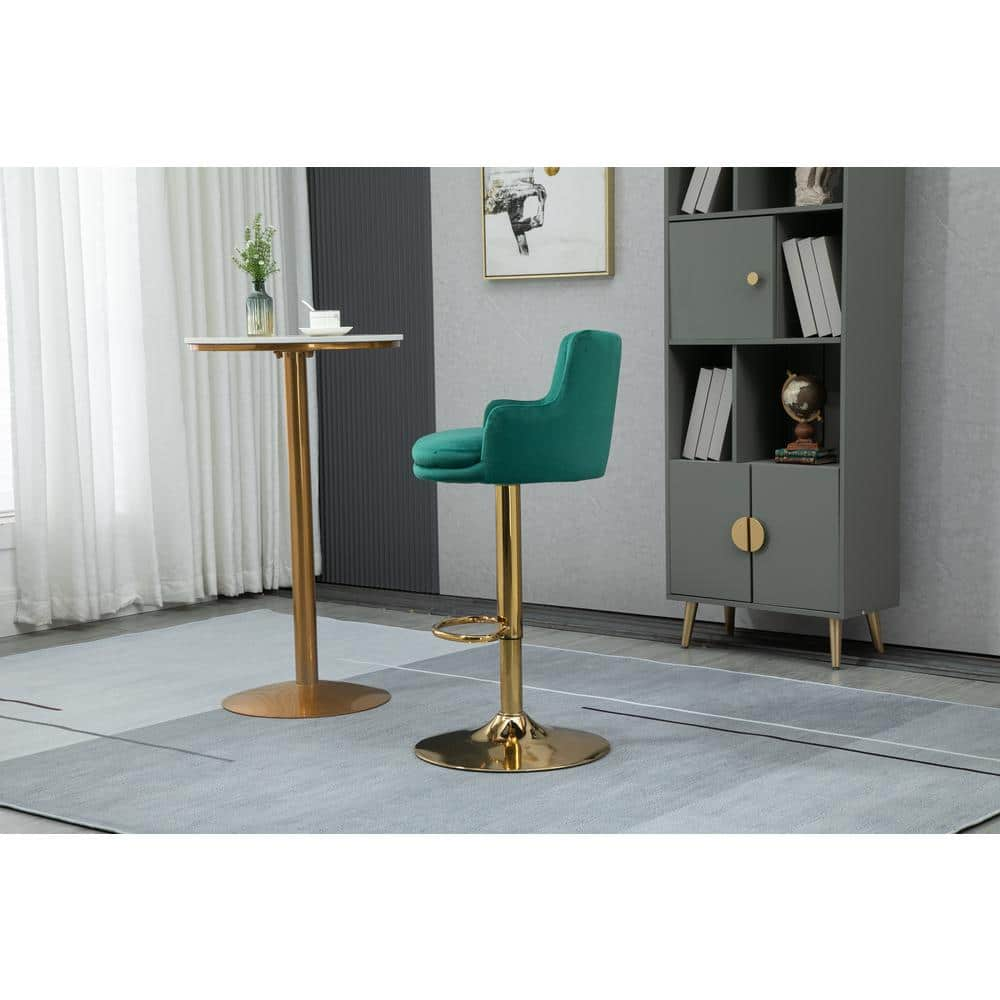 ZIRUWU 42.13 in.Emerald Metal Bar Stool with Back and Footrest Counter Height Bar Chairs ZZQ-JBY721A18