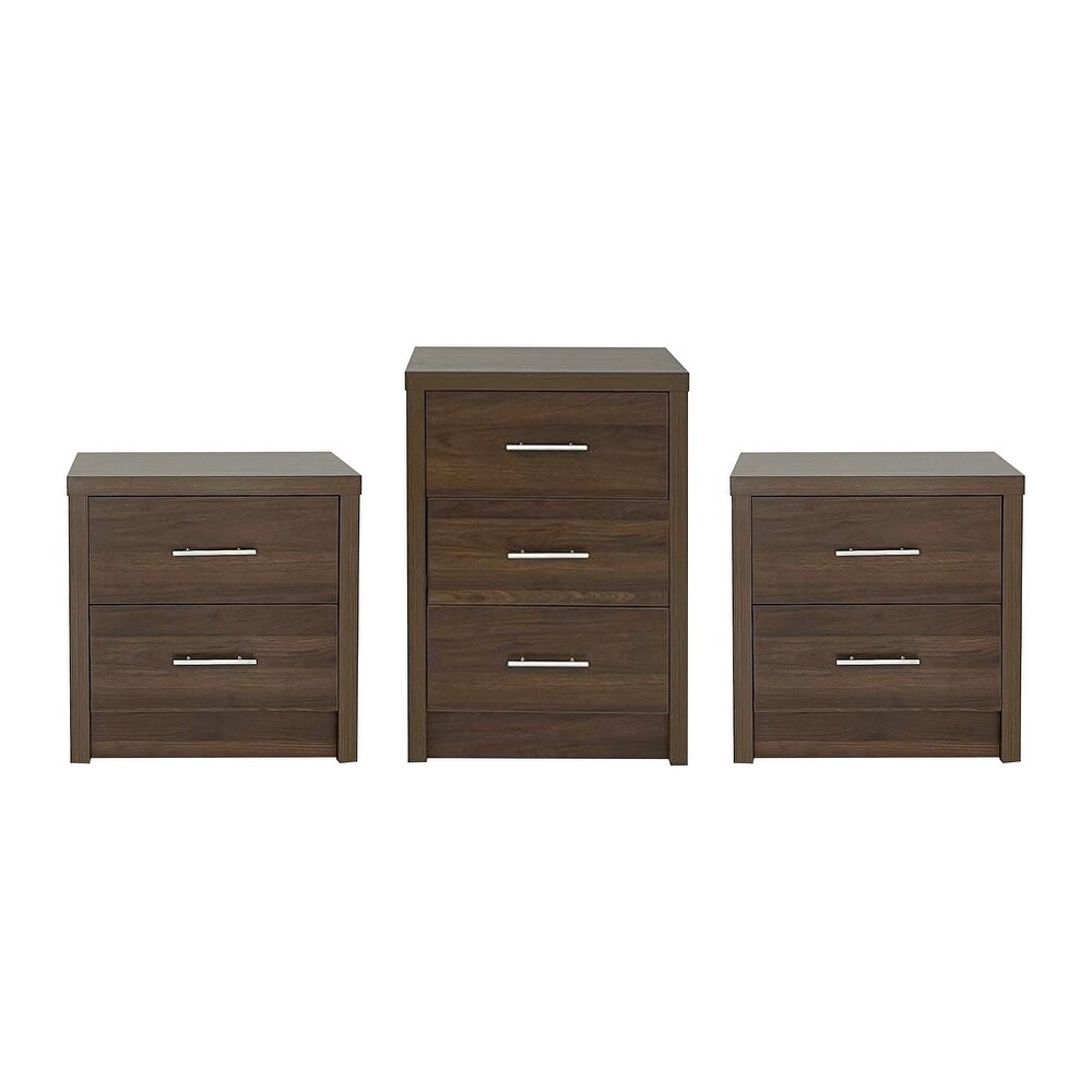 Berrett 3 Piece 3 Drawer Dresser and Nightstand Bedroom Set by Christopher Knight Home