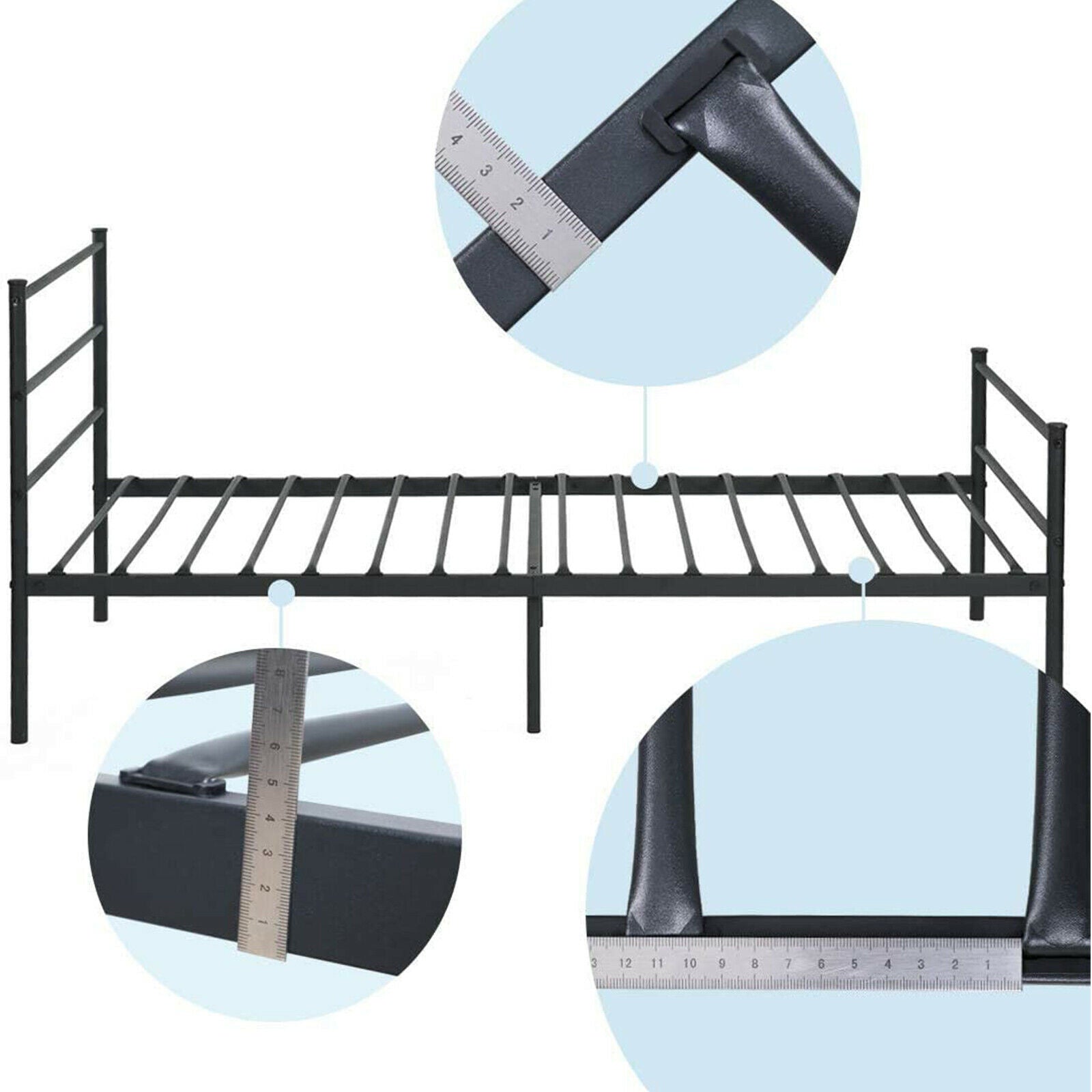 Voilamart Metal Twin Bed Frame No Box Spring Needed 6 Legs Single Bed with Headboard and Footboard 11 inch Heavy Duty Twin Beds Heavy Duty Mattress Platform Base for Adults Kids, Black