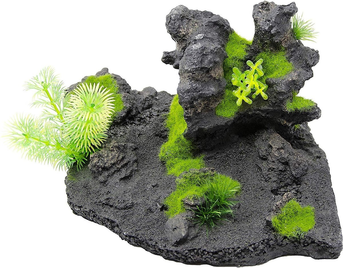 Penn-Plax Mossy Rock Scape Aquarium Ornament