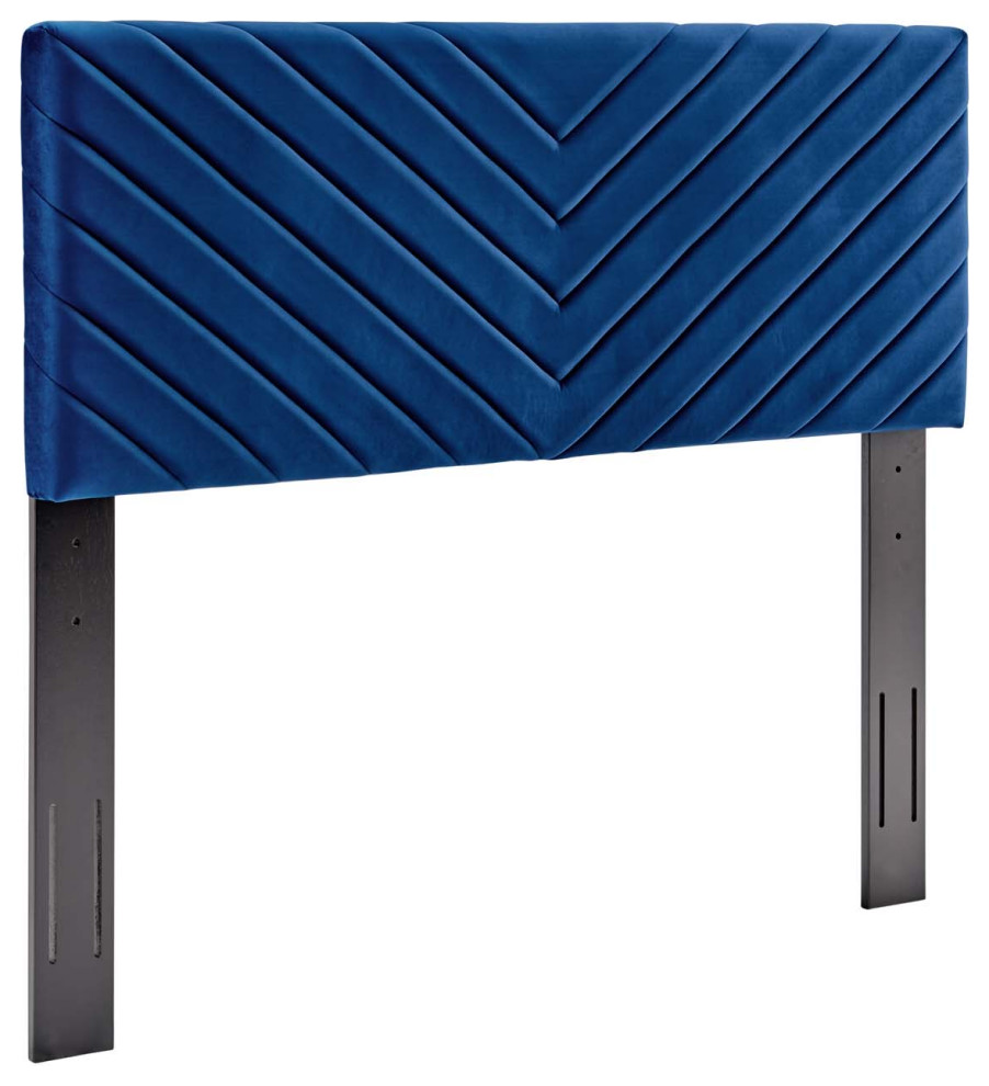 Alyson Angular Channel Tufted Performance Velvet Twin Headboard   Contemporary   Headboards   by Uber Bazaar  Houzz