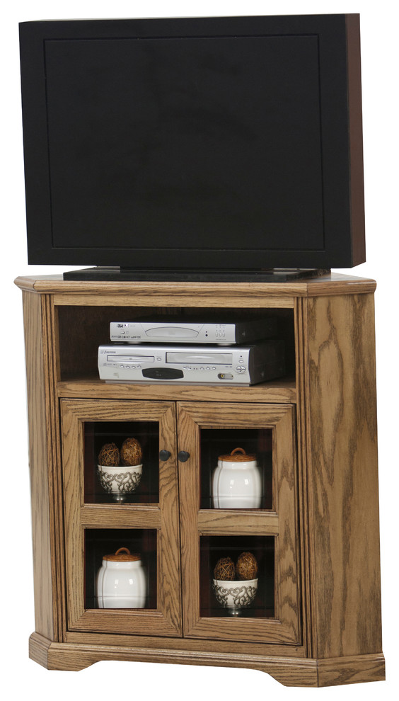 Oak Ridge  Tall 41 quotWide Corner TV Console   Farmhouse   Entertainment Centers And Tv Stands   by Eagle Furniture  Houzz