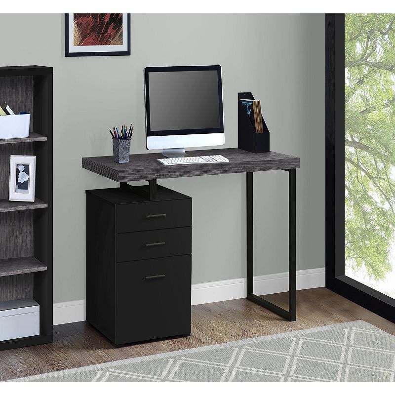 47.25 Black and Gray Contemporary Rectangular Computer Desk