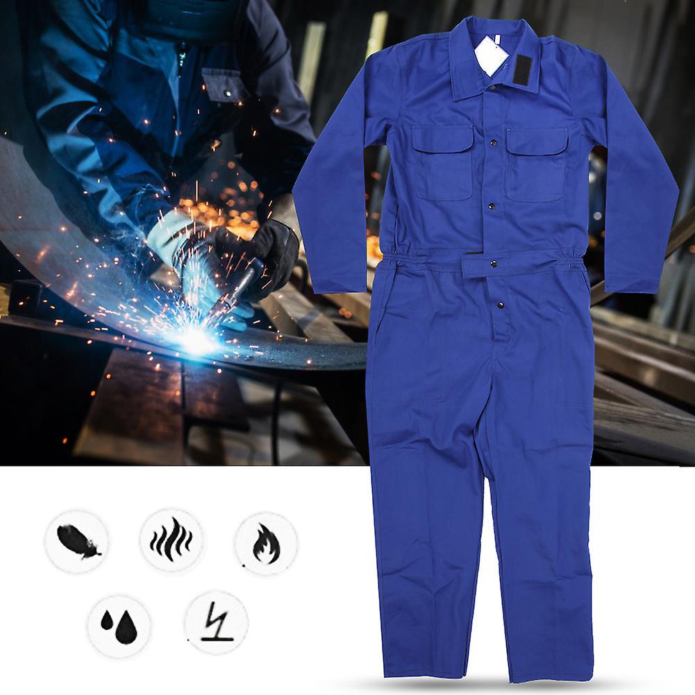 Fireproof Retardant Welding Protective Clothing One-piece Suit Safety Welder Work Protection Bluel