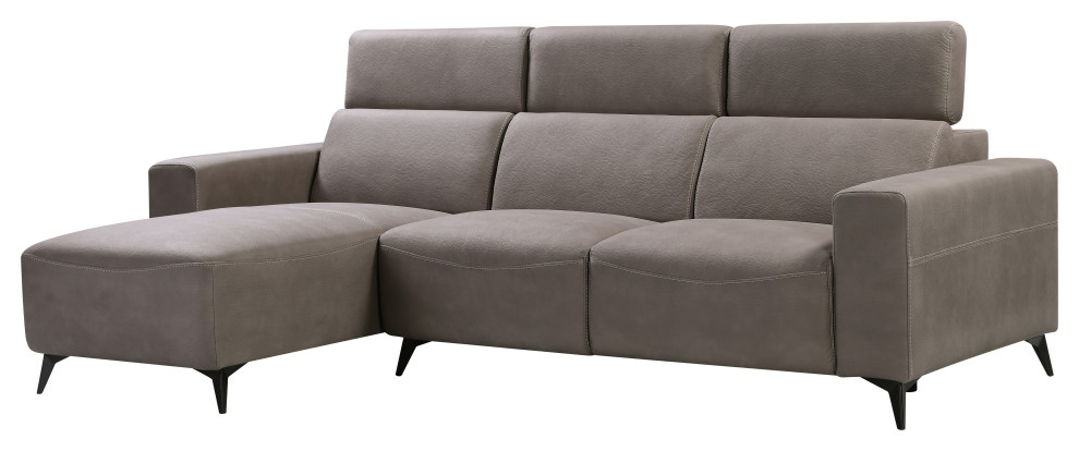 Modern Bari Sectional Sofa With Push Back Functional  Left Facing Gray Color   Midcentury   Sectional Sofas   by Kolibri Decor  Houzz