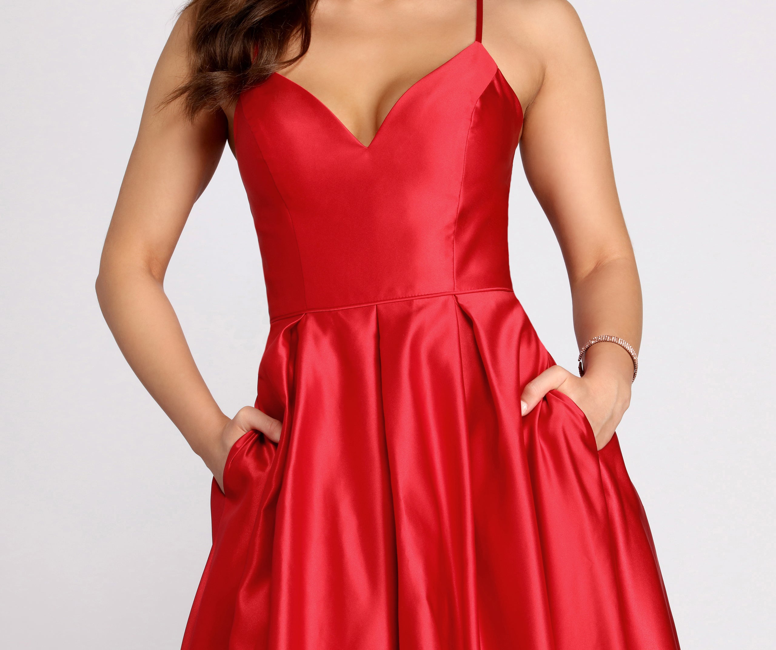 Kendall Satin Lace Up Back Ball Gown