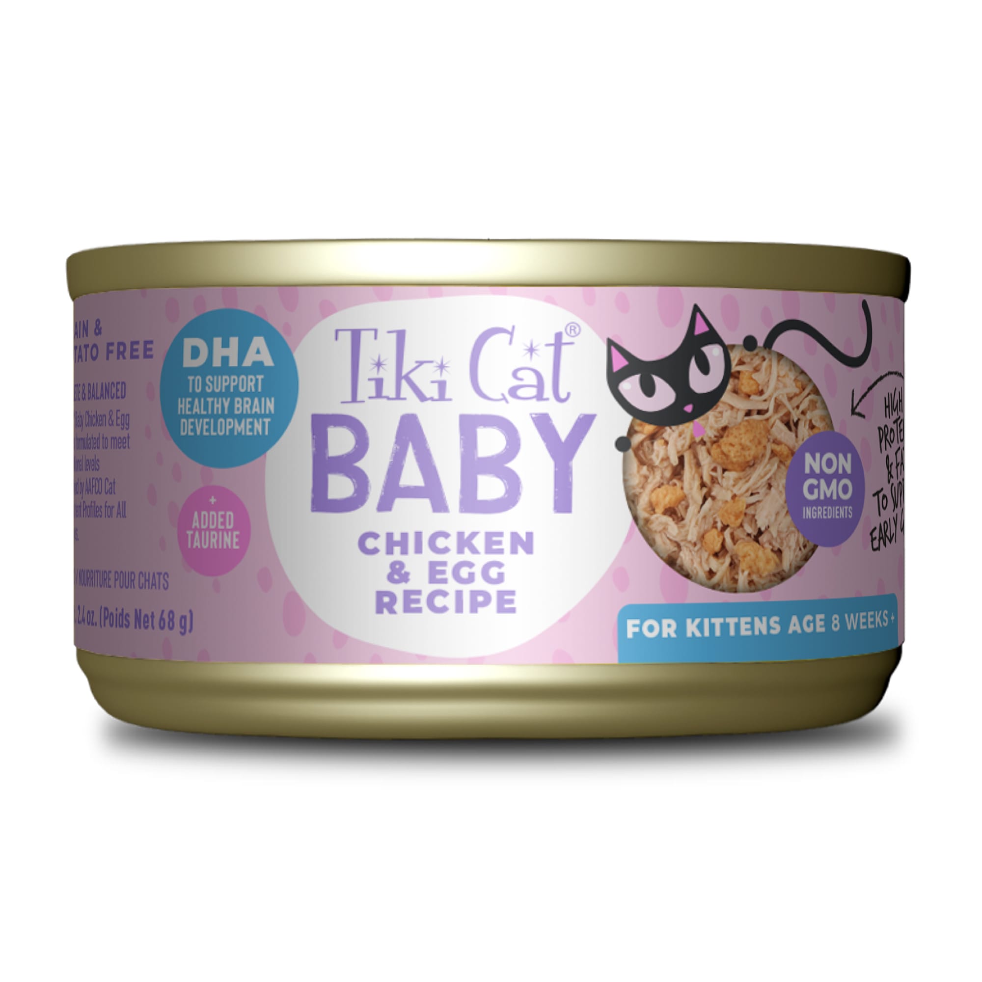 Tiki Cat Baby Chicken  Egg Recipe Wet Kitten Food， 2.4 oz.， Case of 12