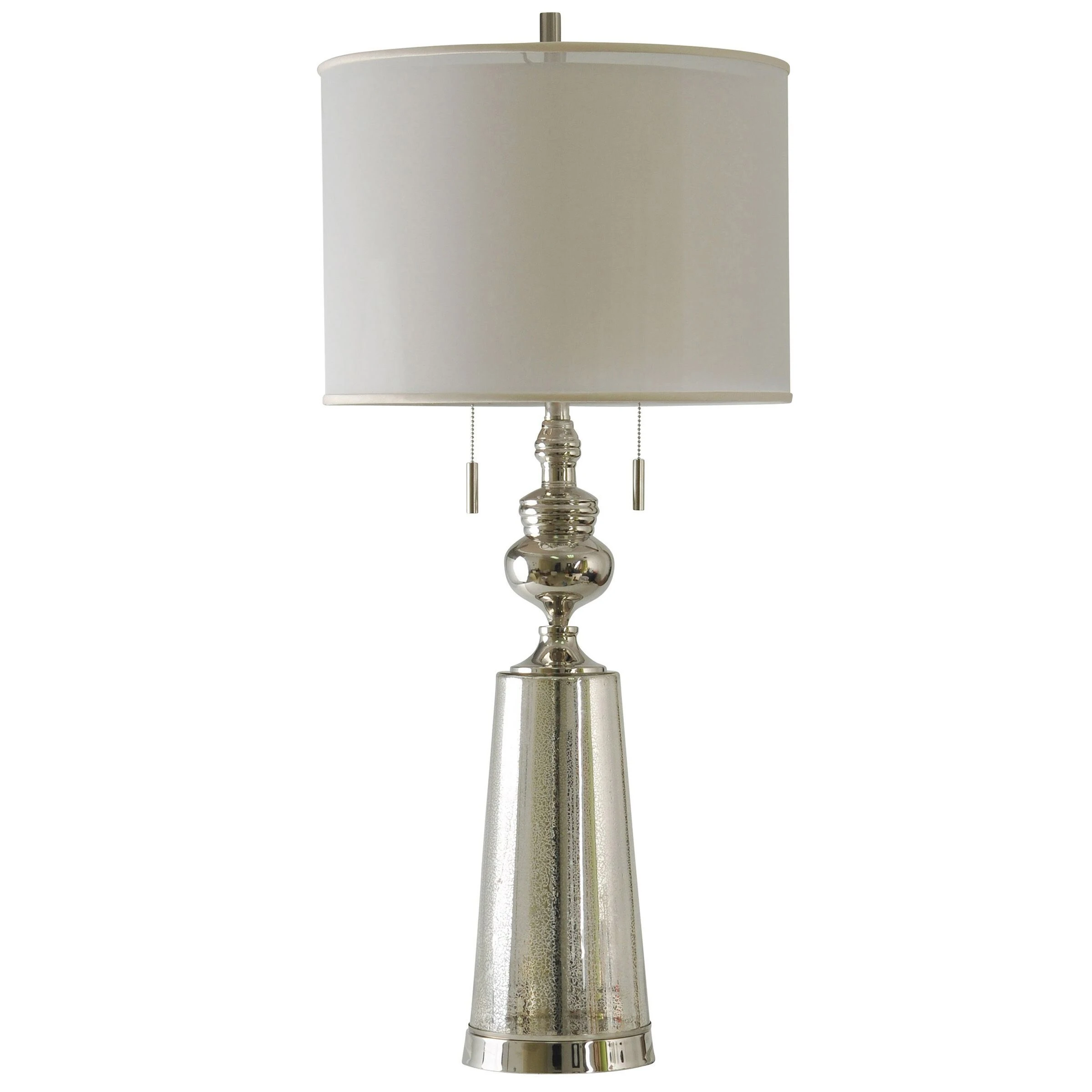 StyleCraft Nickel With Northbay Table Lamp - White Hardback Fabric Shade