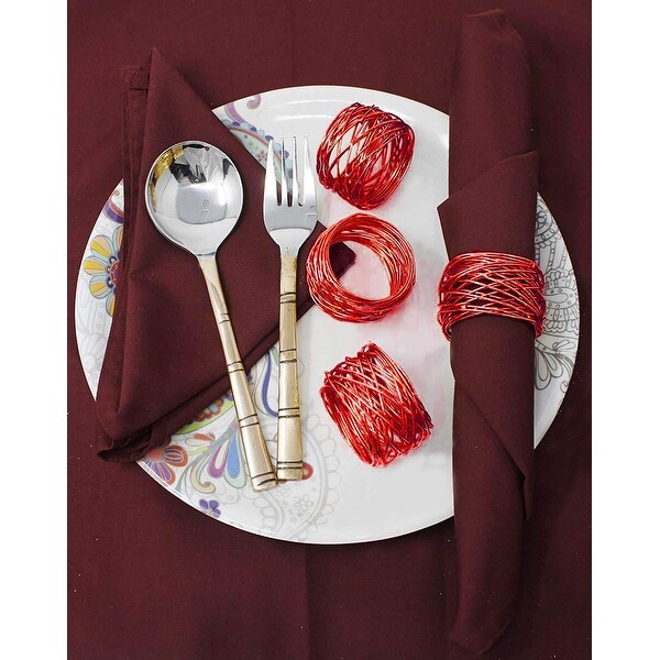 Rangeene Handmade Artisan Crafted Red Mesh Metal Dining Napkin Rings