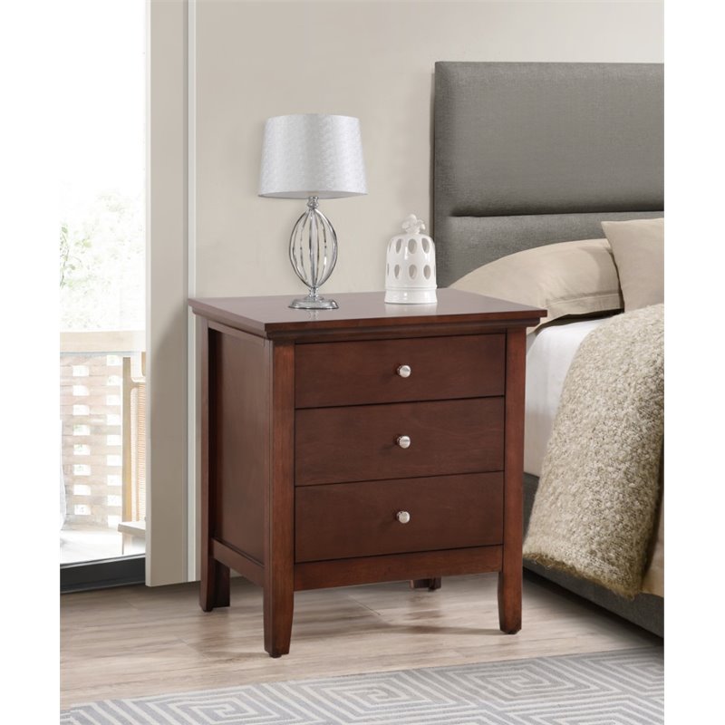 Home Square 3 Drawer Wood Nightstand Set in Cappuccino (Set of 2)