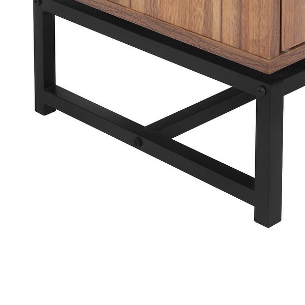 Natural Rattan Nightstand Storage End Table for Bedroom， Living Room