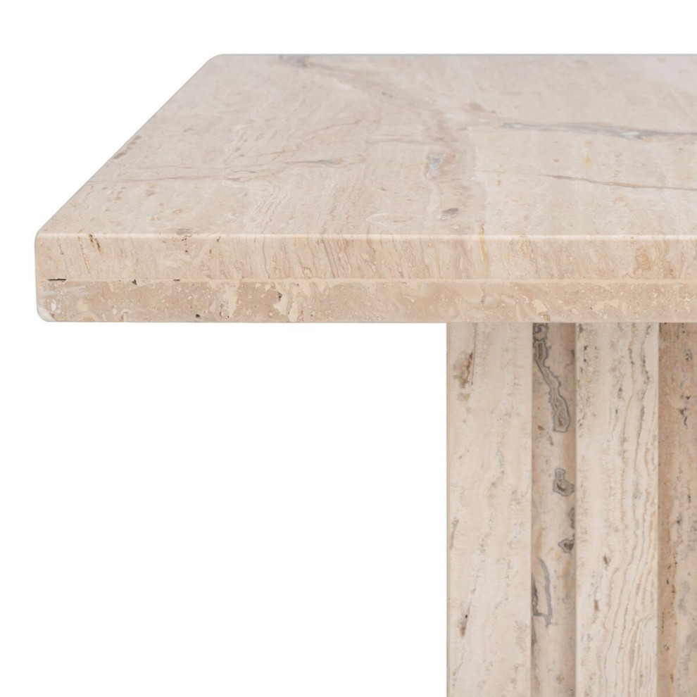 Safavieh Couture Olivia Square Travertine Accent Table Off White   Transitional   Side Tables And End Tables   by Safavieh  Houzz