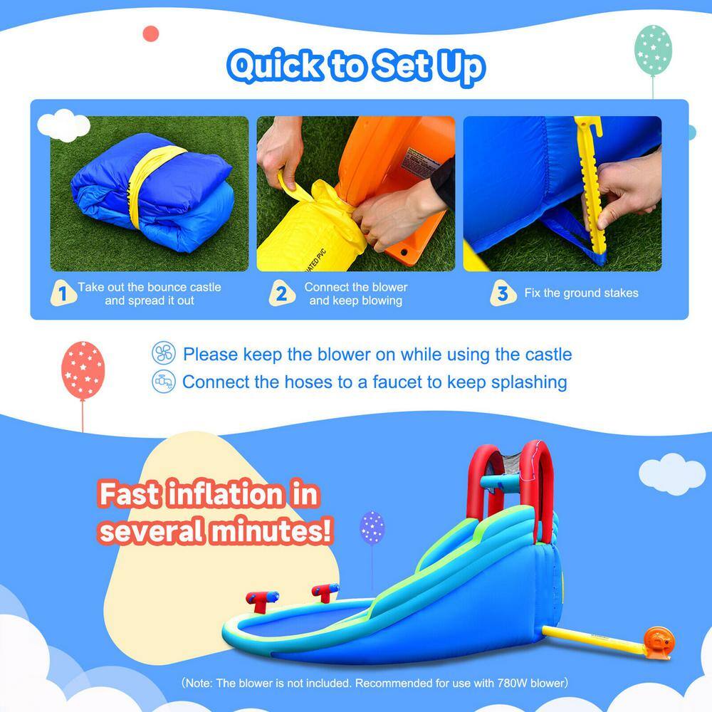 Gymax Inflatable Waterslide Wet and Dry Bounce House with Upgraded Handrail Blower Excluded GYM09328