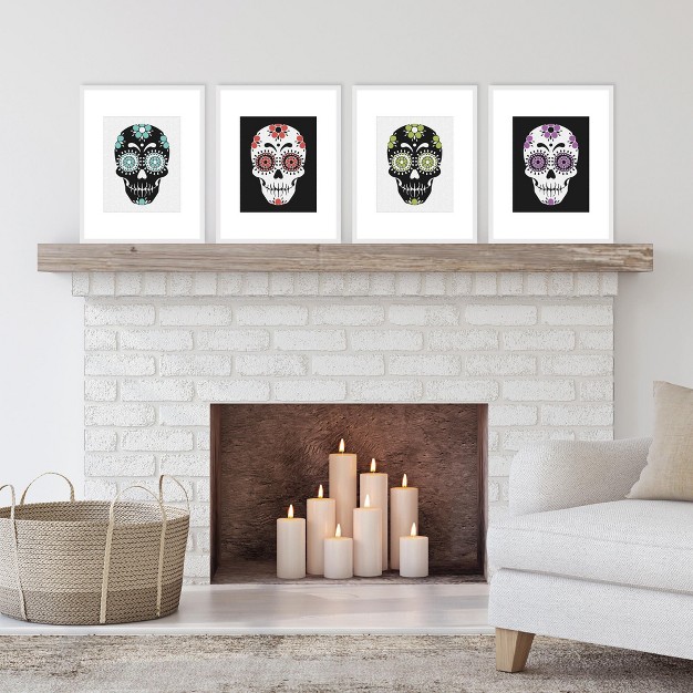 Big Dot Of Happiness Day Of The Dead Unframed Sugar Skull Linen Paper Wall Art Set Of 4 Artisms 8 X 10 Inches