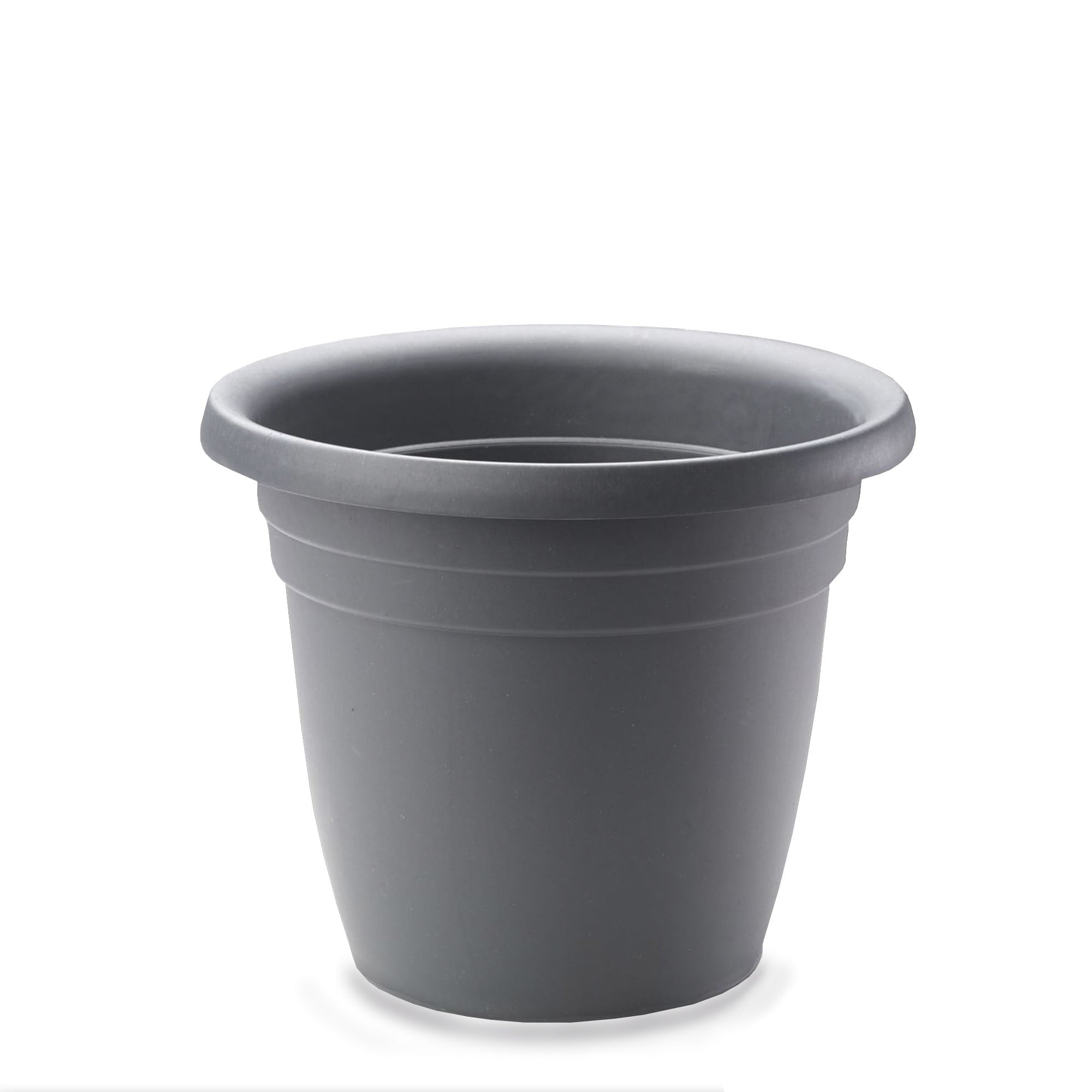 Crescent Garden In/Outdoor Emma Round Plastic Flower Pot Charcoal Colored Planter, 12 Inches