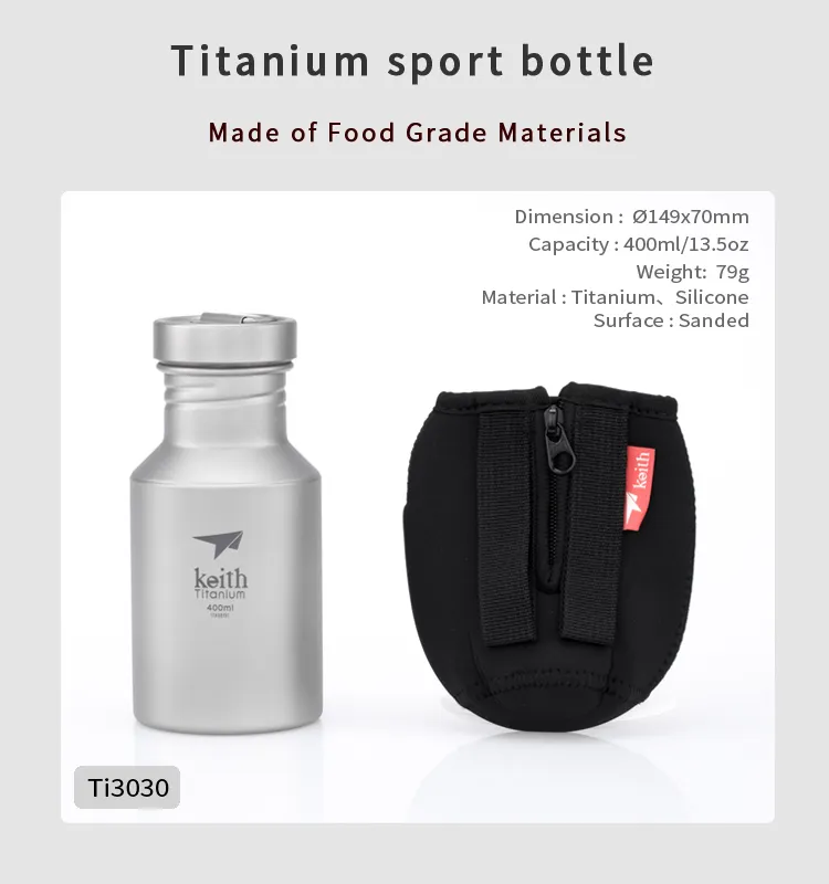 New Hot Sale Traveling Drinkware Hot Water Titanium Bottle Camping   Hiking Sports 400Ml/13.5Oz Water Bottle