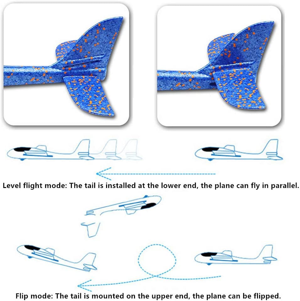 2 Pack Glider Plane Toys， 17.5 Large Throwing Foam Airplane， Dual Flight Mode Flying Toy， The Best Outdoor Sport Toy Gifts for Kids