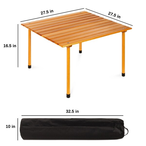 Foldable Indoor Outdoor Wooden Table w/ Carrying Case