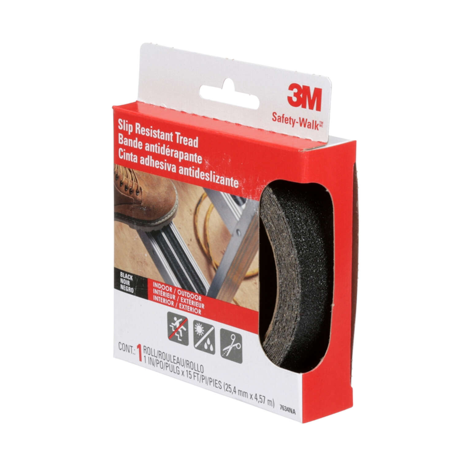 3M Safety-Walk 1 in. W X 15 ft. L Black Vinyl Anti-Slip Treads