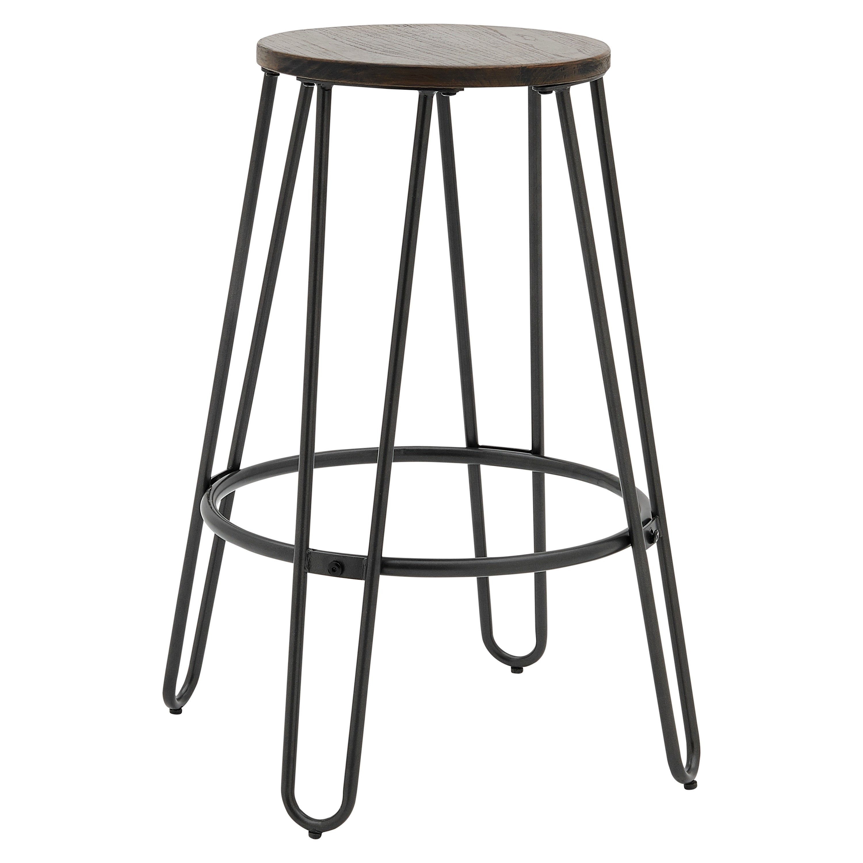 Joe KD Backless Stool Wood Seat， (Set of 2)