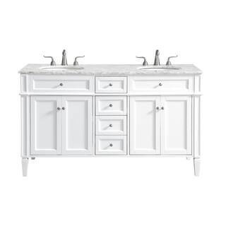 Simply Living 60 in. W x 21.5 in. D x 35 in. H Bath Vanity in White with Carrara White Marble Top SL37680DWH