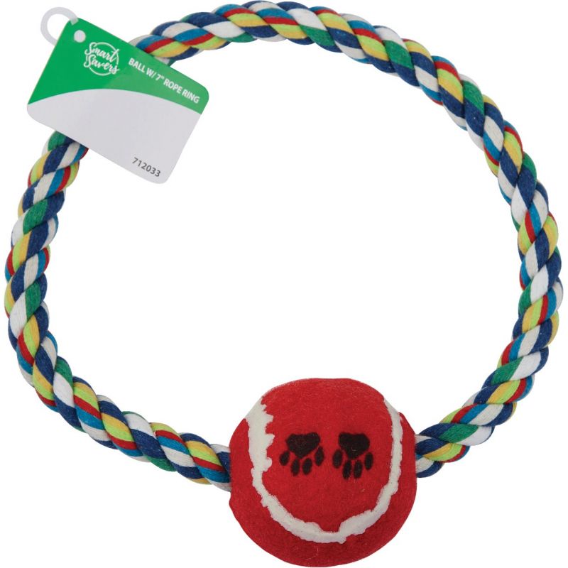 Smart Savers Rope Ring Dog Toy 7 In. Multi-Colored (Pack of 12)