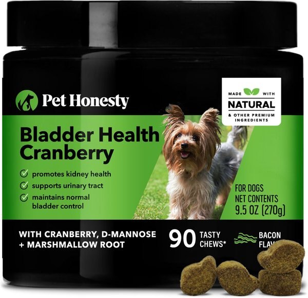 PetHonesty Bladder Health Cranberry Bacon Flavored Soft Chews Urinary Supplement for Dogs， 90 count