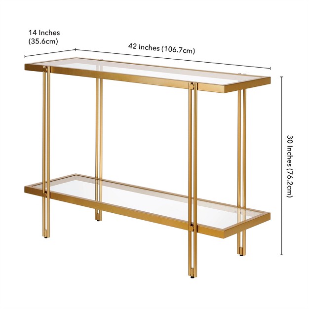 Modern Rectangular Metal Console Table In Brass Accent Finish Henn amp hart