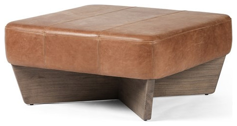 Flurin Large Ottoman Palermo Cognac   Modern   Footstools And Ottomans   by Virgil Stanis Design  Houzz