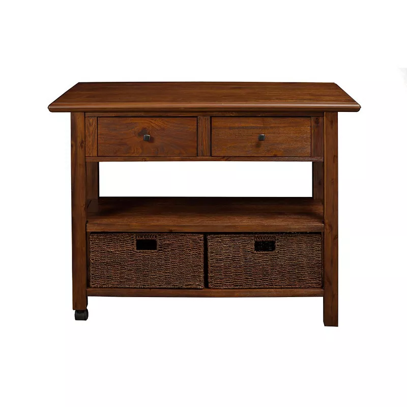 Convenient Wooden Kitchen Cart With Storage Drawers Brown