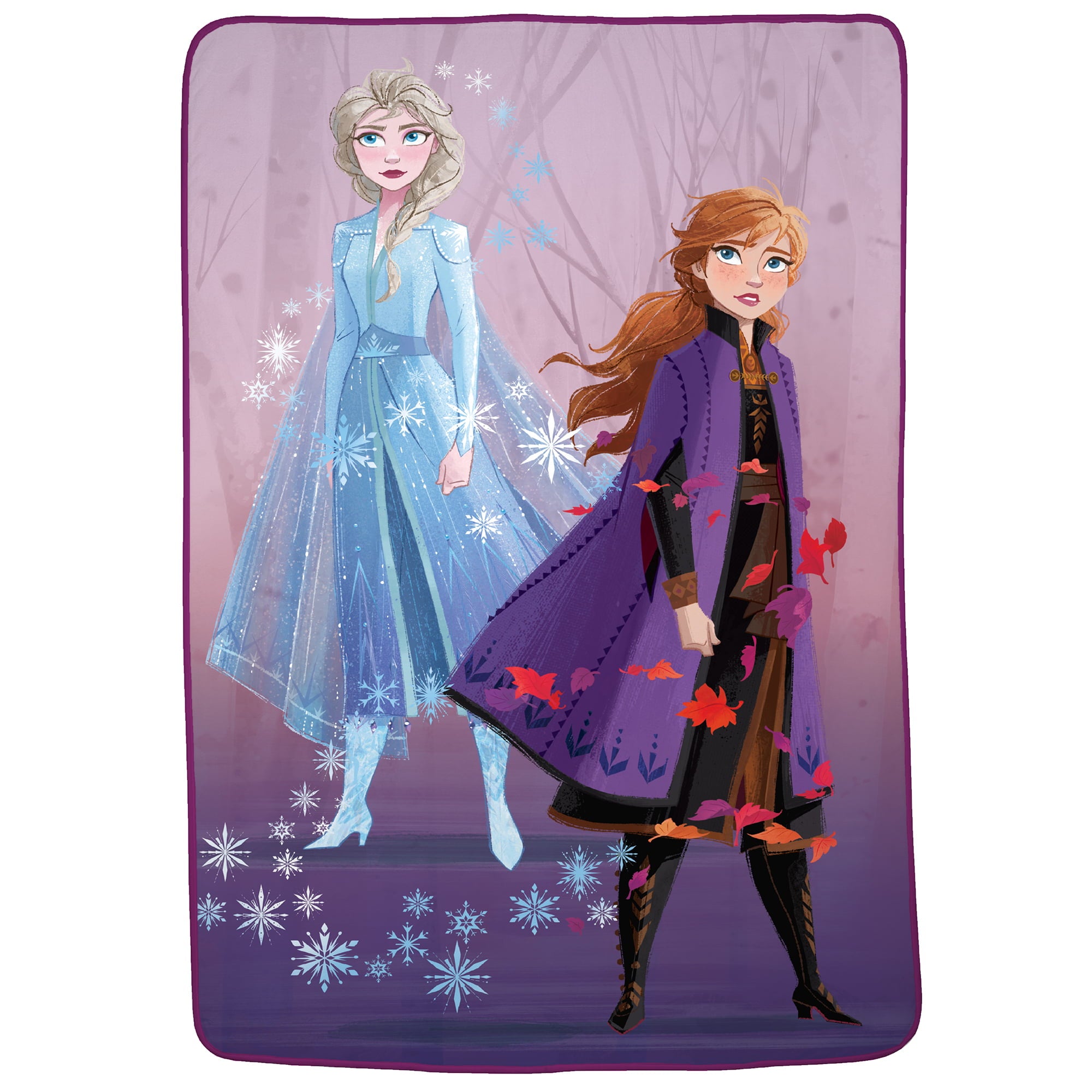 Disney Frozen Kids Fleece Twin/Full Blanket， 62 x 90， Purple