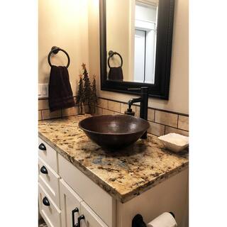 Premier Copper Products Round Wired Rimmed Hammered Copper Vessel Sink in Oil Rubbed Bronze VR15WDB