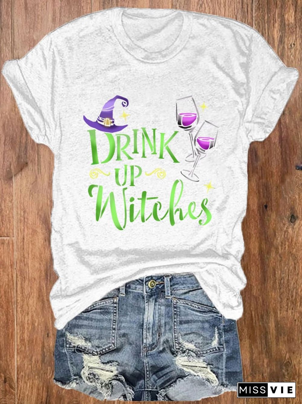 Women's Drink Up Witches Print T-shirt