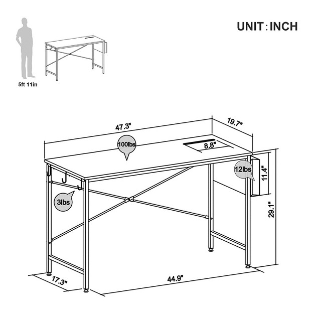 Bestier Computer Office Desk Workstation With Storage Bag