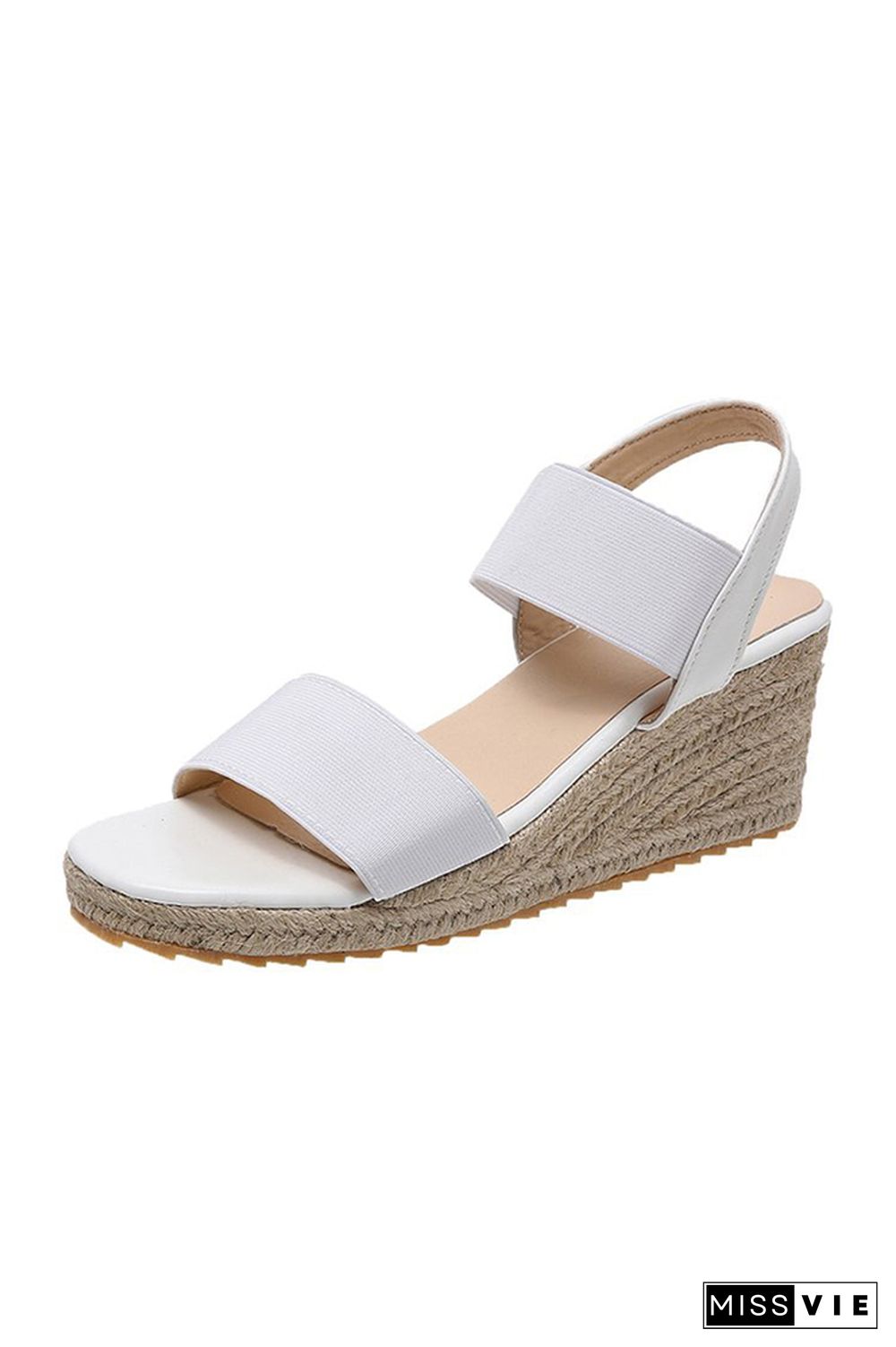 Straw And Nylon Strap High Wedge Sandals Wholesale