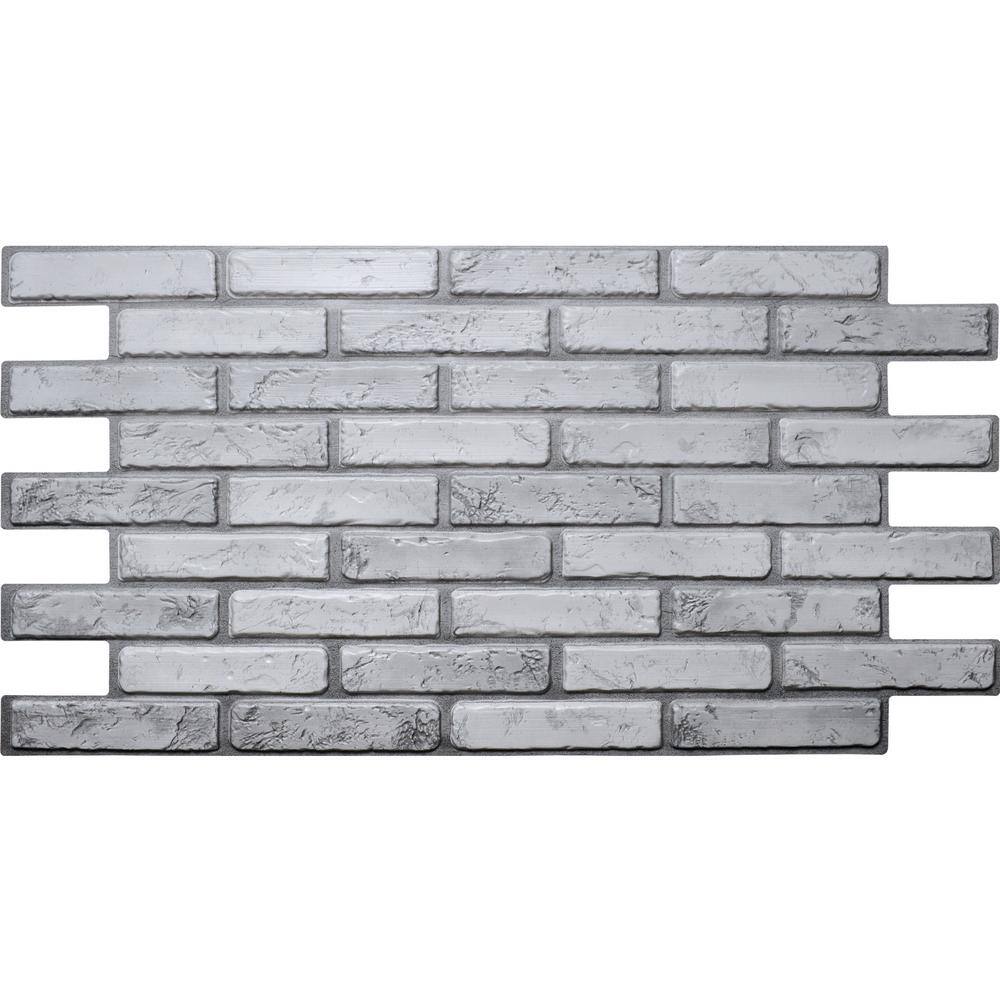 Dundee Deco 3D Falkirk Retro 101000 in. x 38 in. x 20 in. Off White Grey Faux Brick PVC Wall Panel TP10009236