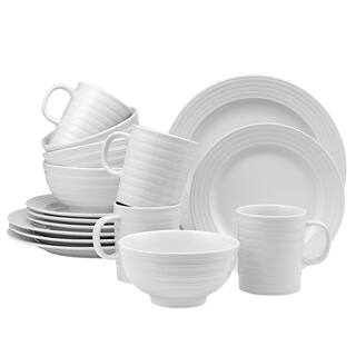 Over and Back LeBlanc 16-Piece Casual White Porcelain Dinnerware Set (Service for 4) 812530