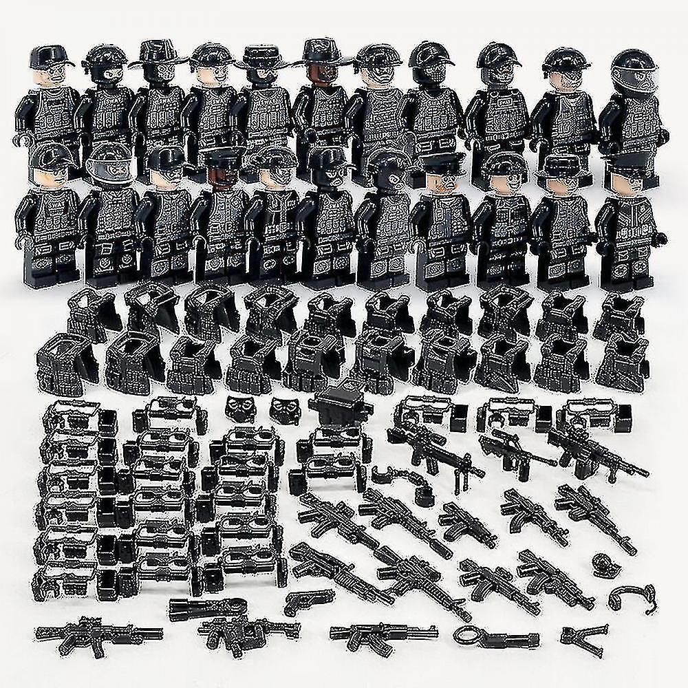 Military Building Blocks Series Black Special Police And Off-road Vehicle Set Small Particles Assembled Minifigure Toy