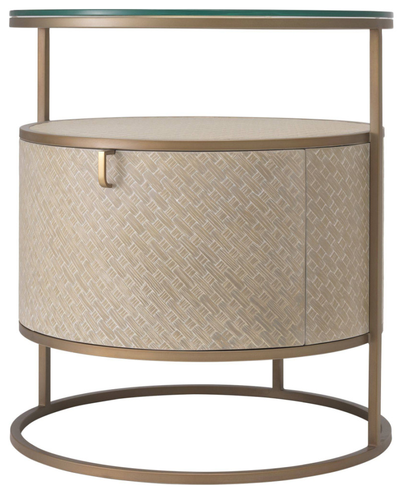 Round Woven Oak Bedside Table  Eichholtz Napa Valley   Contemporary   Side Tables And End Tables   by Oroa   Distinctive Furniture  Houzz