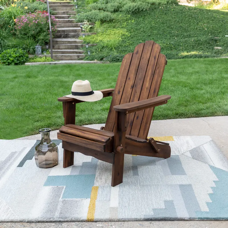 Dark Walnut Brown Patio Adirondack Chair - Walker Edison