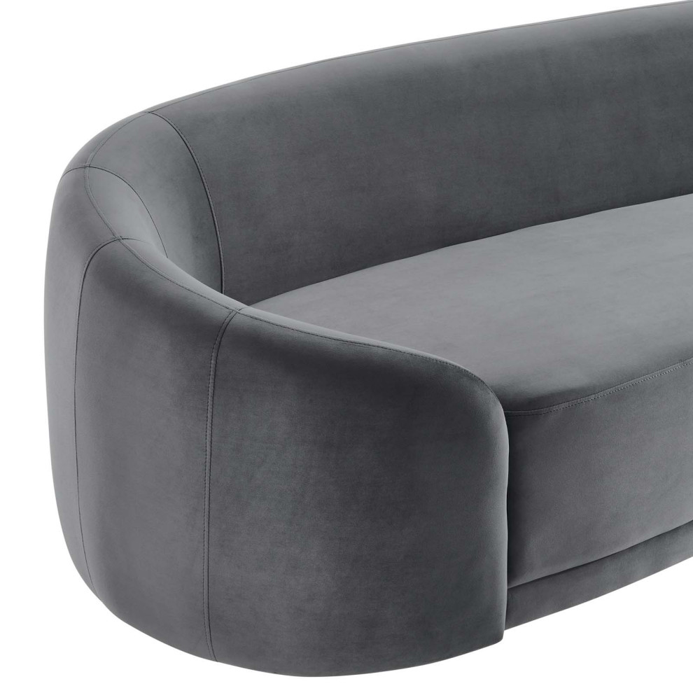 Contessa Performance Velvet Sofa  Gray   Transitional   Sofas   by Homesquare  Houzz